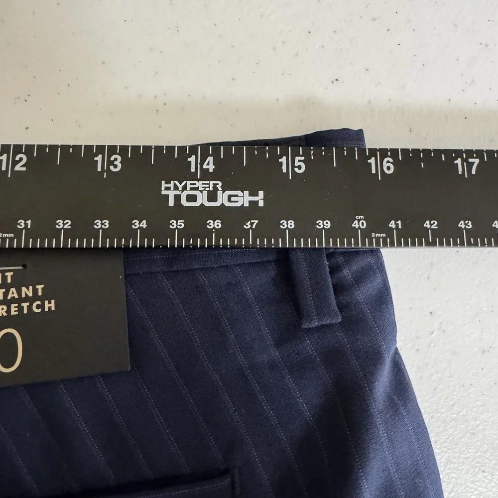 New Banana Republic Navy Pinstripe Standard Fit Performance Wool Pants 30x30